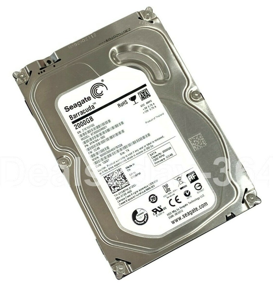 ST2000DM001 Seagate Barracuda 2TB 7200RPM SATA 6Gbps 64MB Cache 3.5-inch