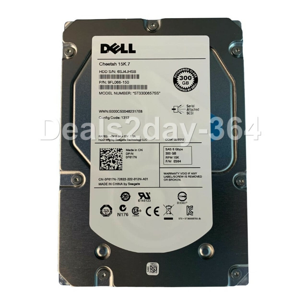 Dell F617N 15K.7 300GB 15K 3.5" ST3300657SS SAS Hard Drive With Caddy