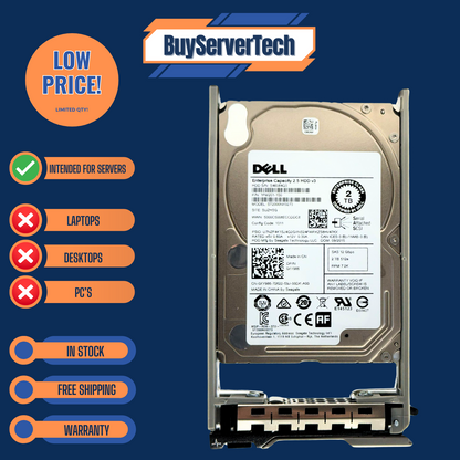 Dell XY986 2TB 7.2K 12Gb/s 2.5" SAS HDD ST2000NX0273 128MB ENT Server Drive Tray