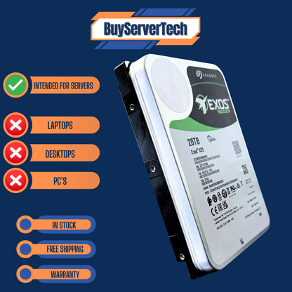 Seagate Exos X20 ST20000NM003D 20TB 7200RPM 12Gb/s SAS 3.5" Enterprise HDD