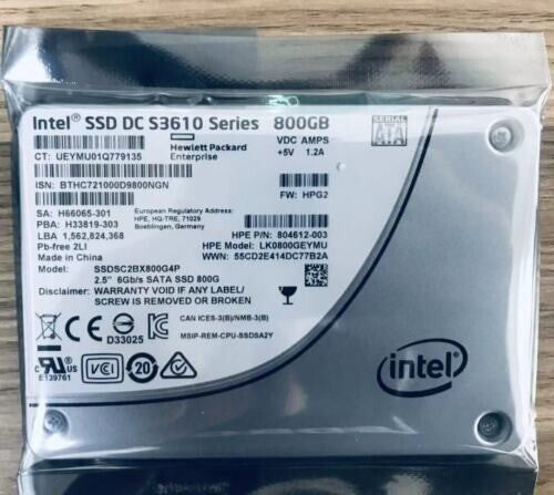800GB Intel SSD DC S3610 SSDSC2BX800G4P 2.5" Solid State Drive Dell/Hp OEM 