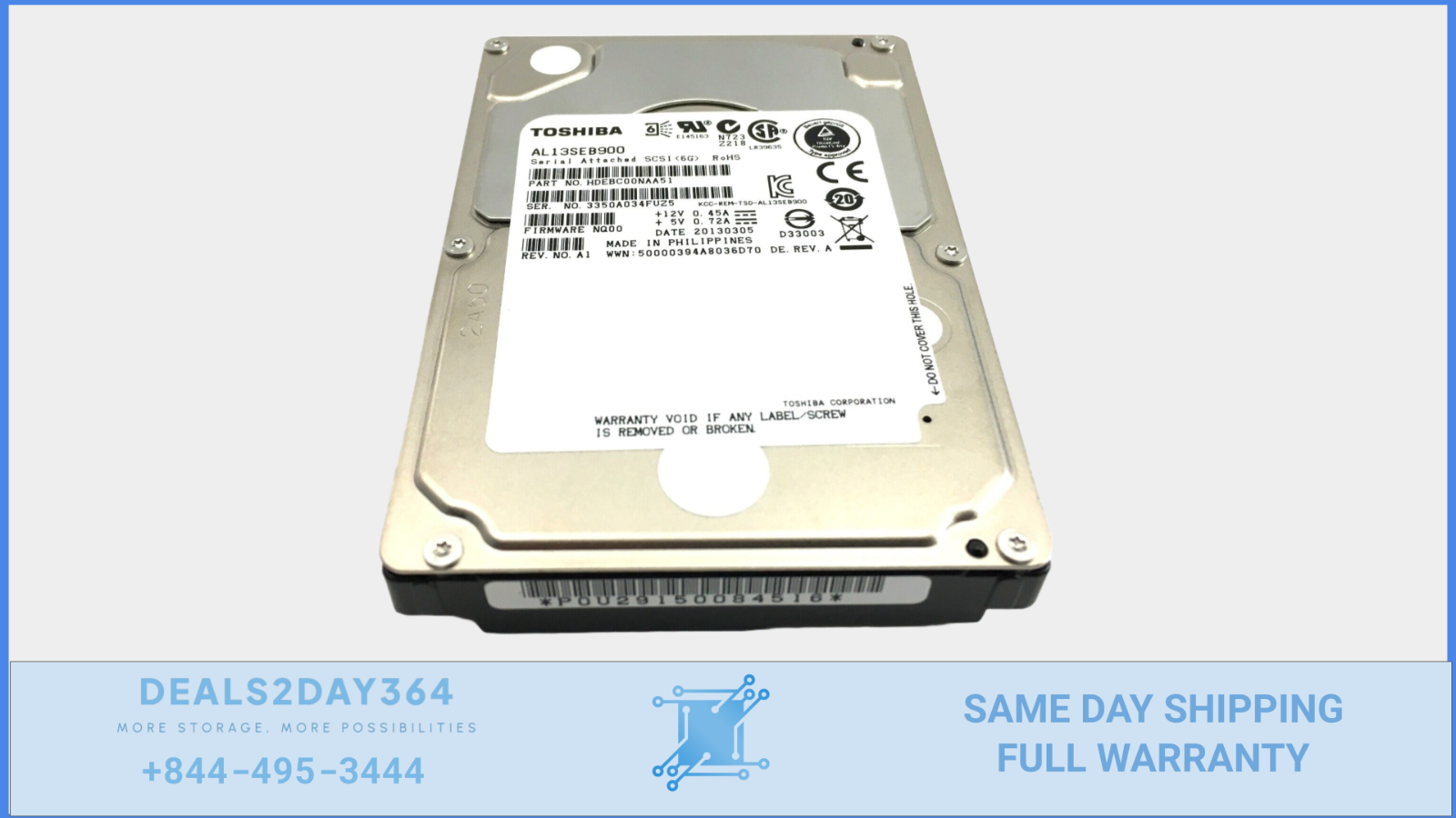 *Toshiba AL13SEB900 900GB 10k RPM 64MB SAS 6Gb/s 2.5" Hard Drive NEW ZERO HOUR