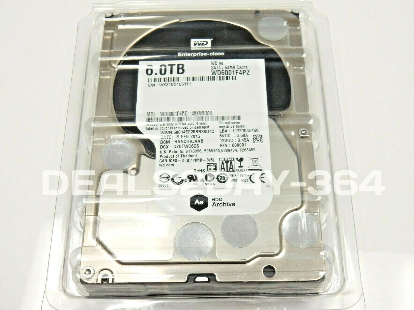 WD 6TB 3.5" AE Datacenter Archive SATA III 64 MB Cache Enterprise Hard Drive (