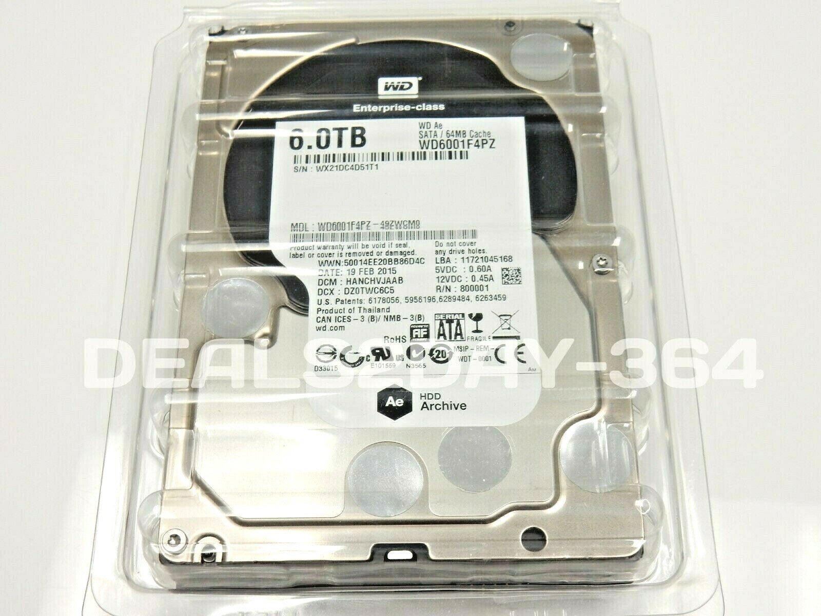 WD 6TB 3.5" AE Datacenter Archive SATA III 64 MB Cache Enterprise Hard Drive (