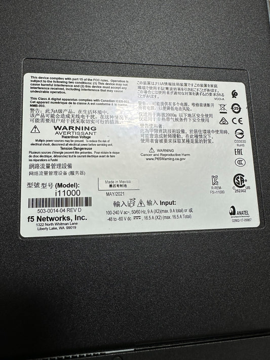 F5 BIG-IP i11000 F5-BIG-LTM-i11800/F5 BIG-IP i11600