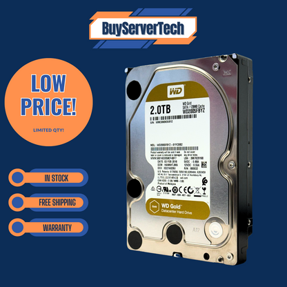 WD Gold WD2005FBYZ 2TB 7200RPM 3.5" SATA 6Gb/s Enterprise Hard Drive – 90-Day Warranty