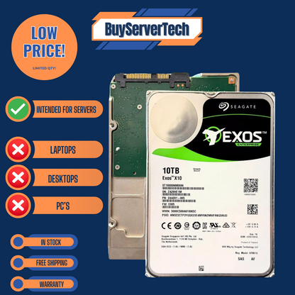 Seagate Exos ST10000NM0096 10TB 7200RPM 12Gb/s 256MB 3.5" SAS Enterprise HDD