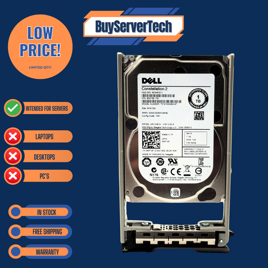 Dell 0WF12F 1TB 7200RPM SATA 2.5" 6Gb/s HDD R610 R620 R630 R710 R720 R730 New