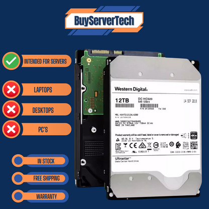 WD HUH721212AL5200 12tb DC Hc520 7200 RPM SAS 6.0gb/s 3.5" Server Drive