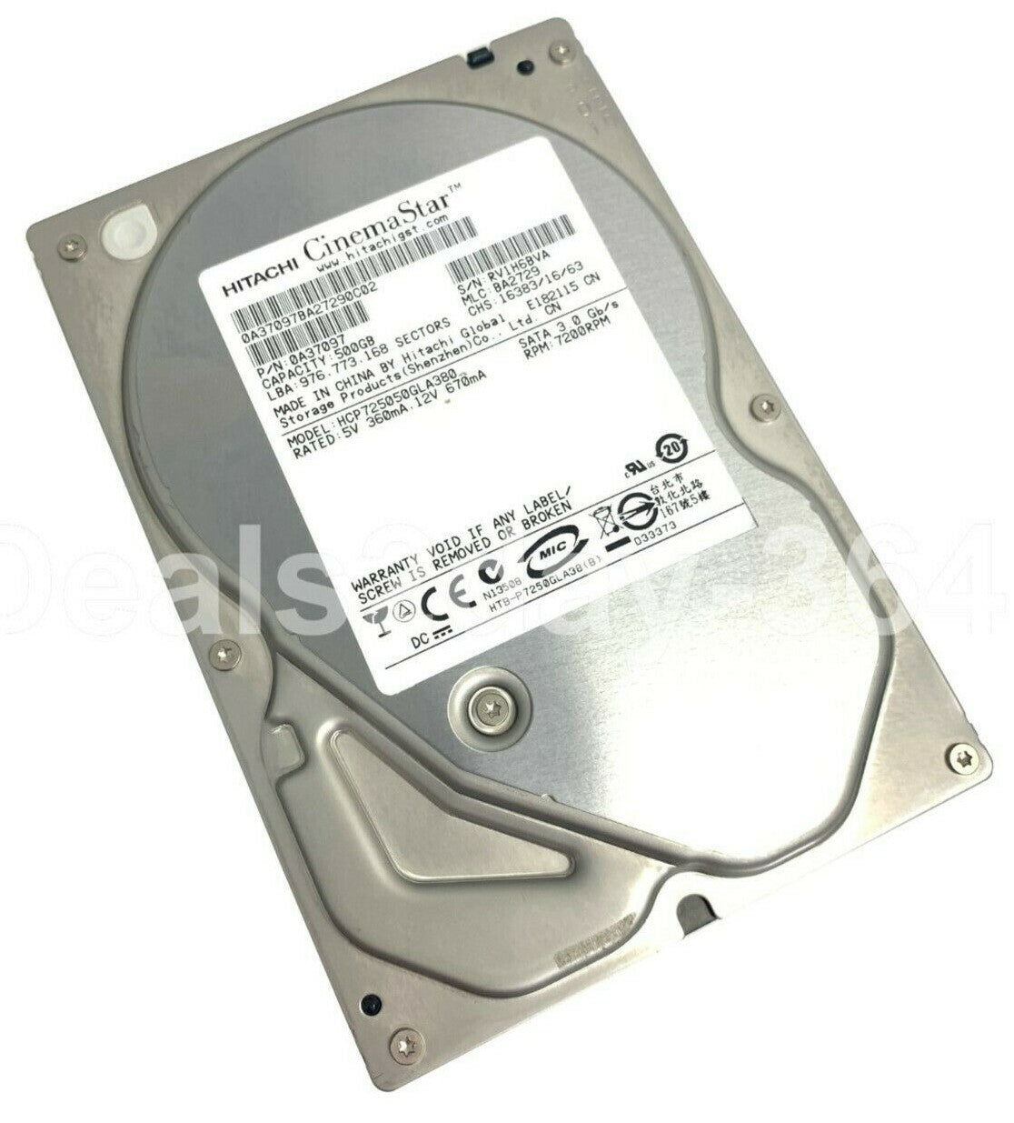 HCP725050GLA380, PN 0A37133, MLC BA2831, Hitachi 500GB SATA 3.5 Hard Drive