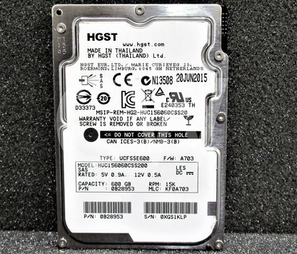 Hitachi 600GB 15K RPM 12Gbps 2.5" SAS HDD Hard Drive HUC156060CSS200