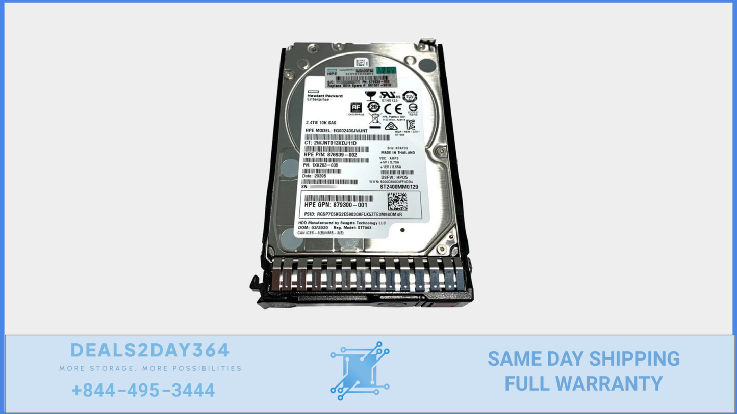 881507-001 881457-B21 876939-002 HPE 2.4TB 10K 12G 2.5"SAS SC 512E DS HARD DRI