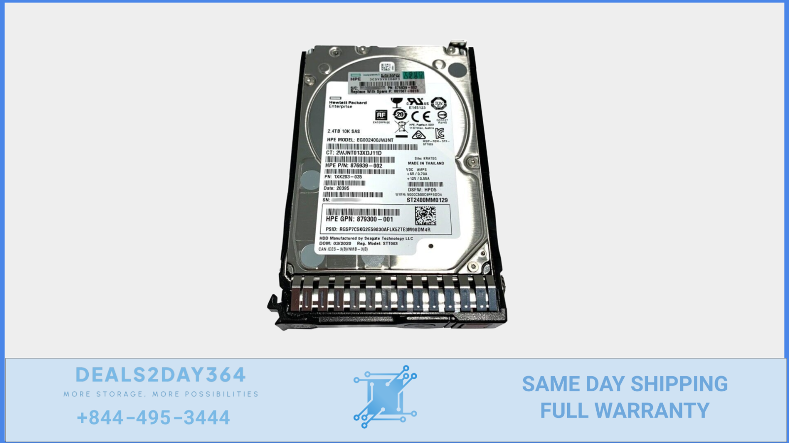 881507-001 881457-B21 876939-002 HPE 2.4TB 10K 12G 2.5"SAS SC 512E DS HARD DRI