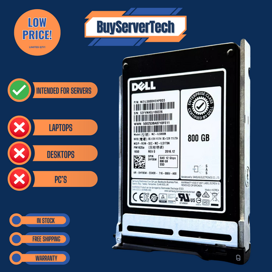 Dell 0HF06W 800GB 12G SAS 2.5" SSD SFF MU Hot-Swap R Series Server Drive | NEW