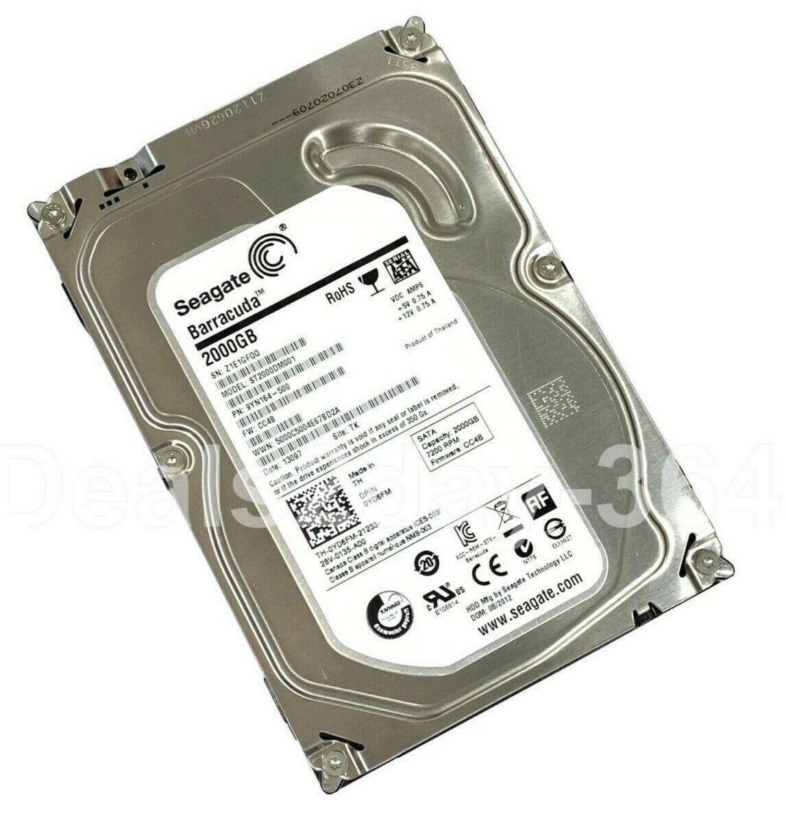 ST2000DM001 Seagate Barracuda 2TB 7200RPM SATA 6Gbps 64MB Cache 3.5-inch