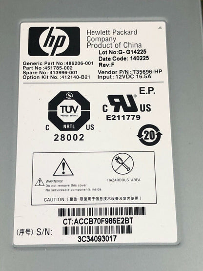 HP BladeSystem C7000 G3 Gen3 Platinum Blade Chassis 6x 2450W PSU 10x Fans 2x OA