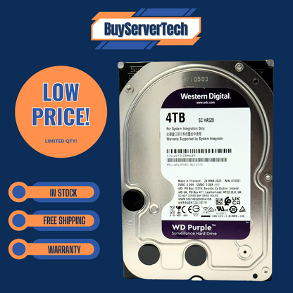 WD Purple WD42PURU 4TB 5400RPM 3.5" SATA HDD 256MB Cache AI DVR NVR 0HRS