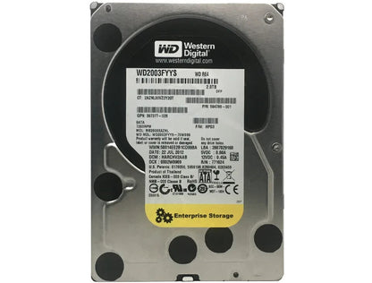 Western Digital 2TB 7200RPM 3.5" SATA 3Gb/s HDD Enterprise Hard Drive WD2003FYYS