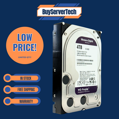 WD Purple WD42PURU 4TB 5400RPM 3.5" SATA HDD 256MB Cache AI DVR NVR 0HRS