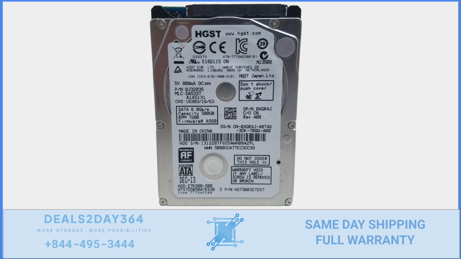 HGST Z7K500 HTS725050A7E630 500 GB 2.5" SATA III Laptop Hard Drive