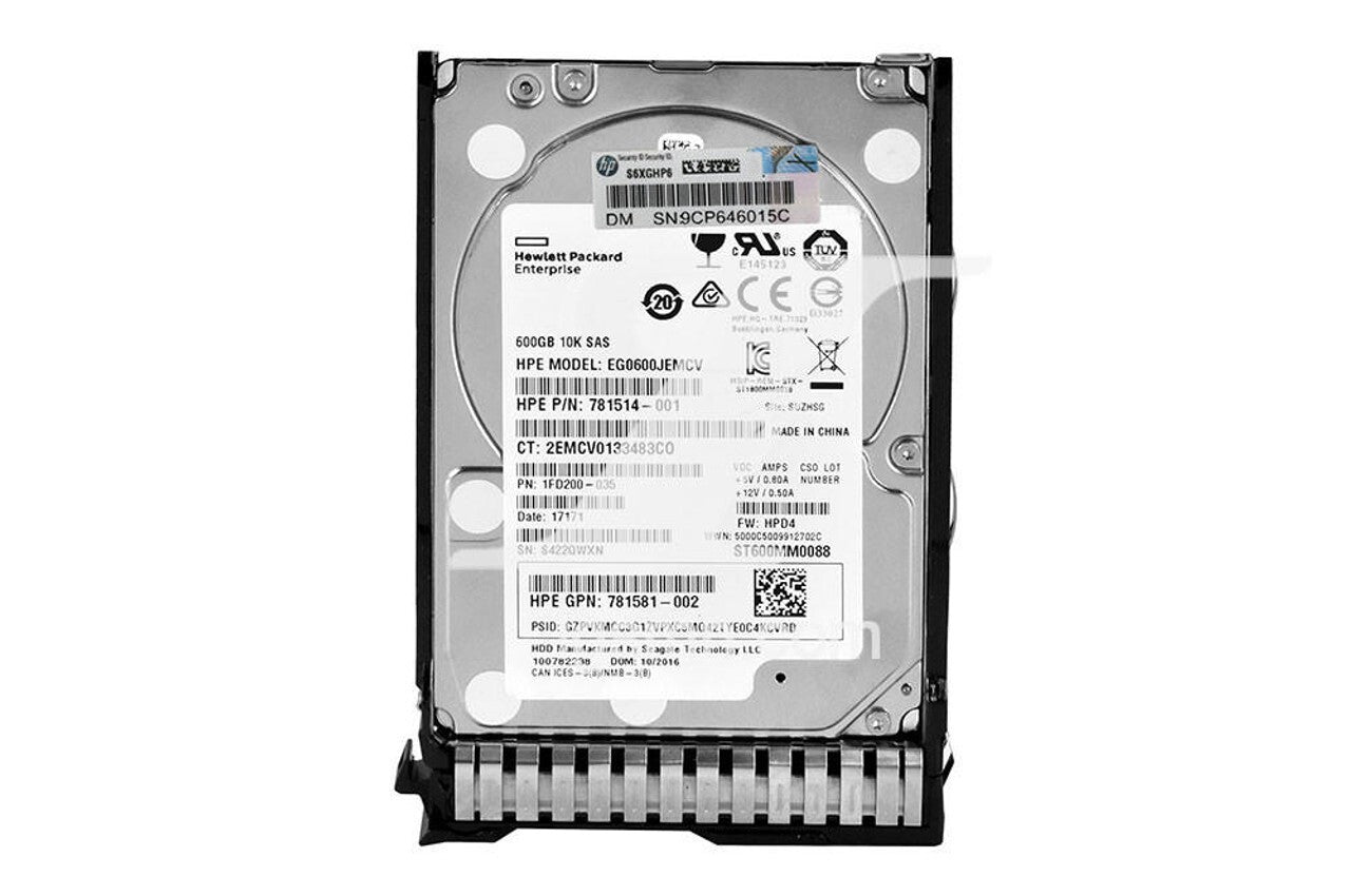 EG0600JEMCV    HPE 600GB SAS 12G 10K SFF SC HDD872477-B21/872736-001/781514-00