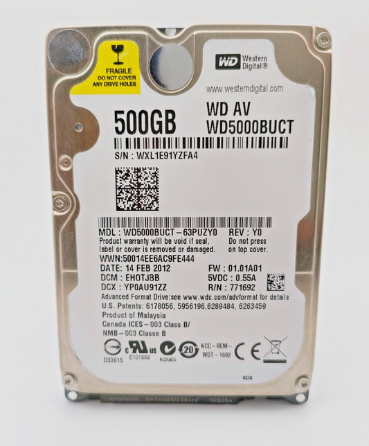 Western Digital AV WD5000BUCT 500 GB SATA II 2.5" Laptop Hard Drive