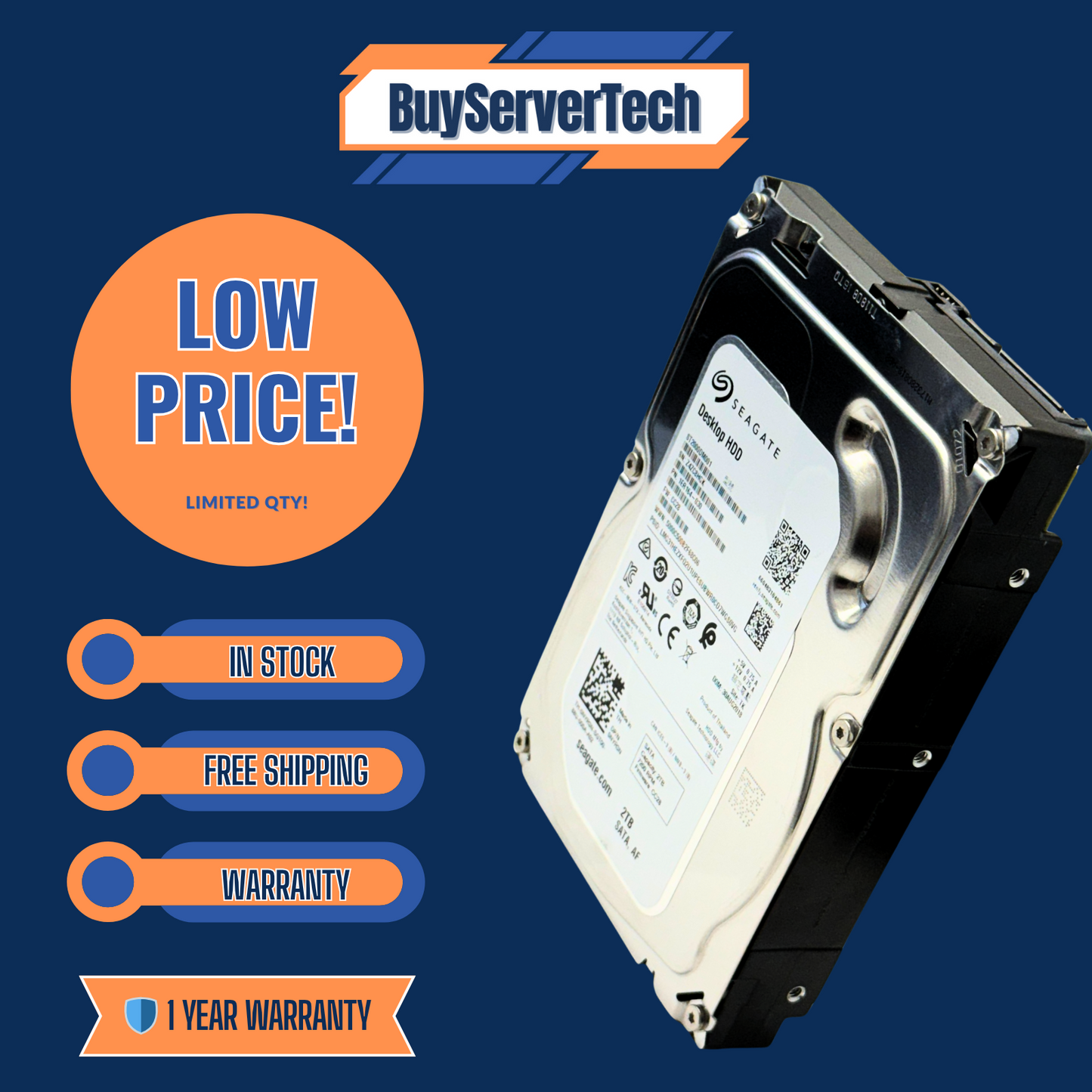 Seagate ST2000DM001 2TB 7200RPM 64MB 3.5" SATA HDD | Desktop Drive | 0HRS | 1YR