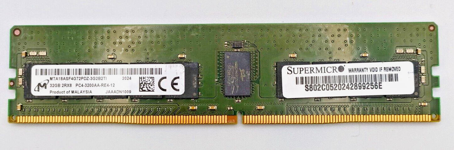MTA18ASF4G72PDZ-3G2 Micron 32GB PC4-25600 DDR4-3200MHz ECC Memory
