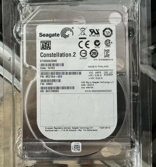 Seagate ST9500620NS 500GB 2.5 SATA 6Gb/s 7.2K 64MB Server Hard Drive