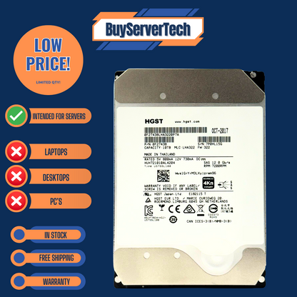 HGST Ultrastar 10TB 7200RPM 3.5" SAS 12Gb/s HDD HUH721010AL4204 Enterprise