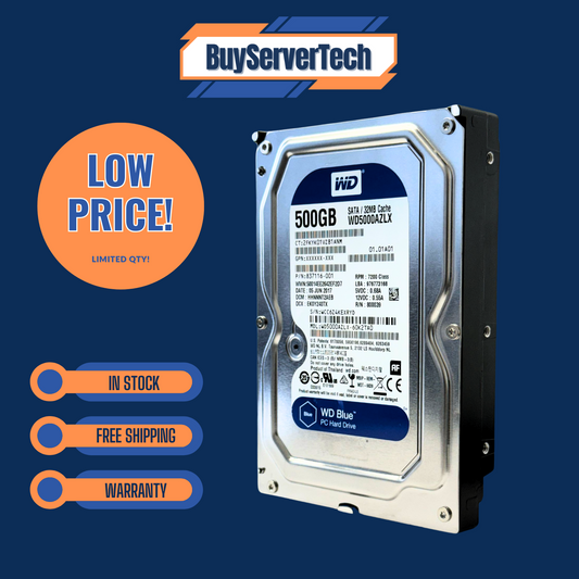 WD Blue 500GB 7.2KRPM 3.5" SATA HDD WD5000AZLX 32MB | Desktop PC Drive | 1YR
