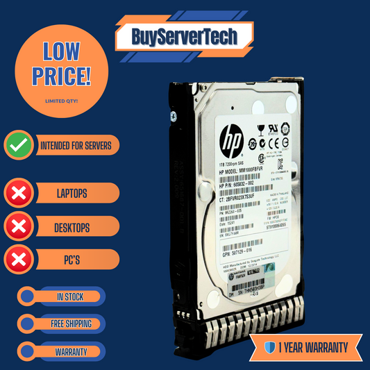 HP 605835-B21 606020-001 1TB 7.2K RPM SAS 6Gb/s 2.5" HDD | Server Use Only | 1