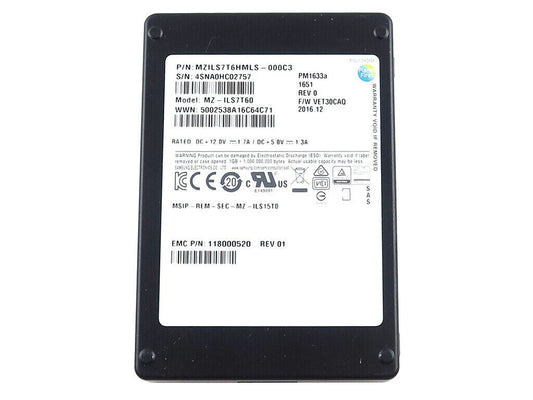 SAMSUNG PM1633A MZ-ILS7T60 7.68TB 2.5" SAS 12GB/S SSD DRIVE MZILS7T6HMLS-000C3
