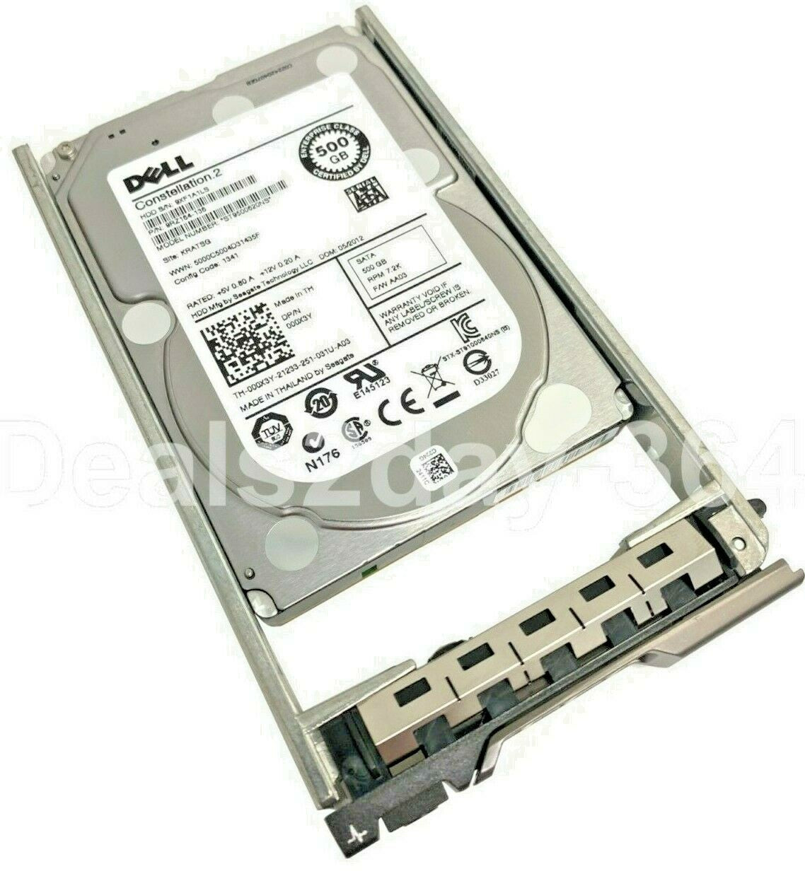 00X3Y DELL 000X3Y 500GB 7.2K SATA 2.5 6Gb/s HDD ST9500620NS Server ONLY W/CADDY