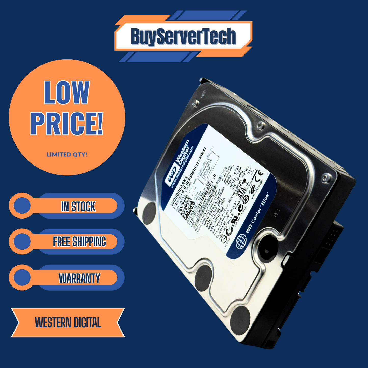 WD5000AAKS Western Digital Blue 500GB 7200RPM 3.5" SATA 3.0Gb/s HDD | WD Blue