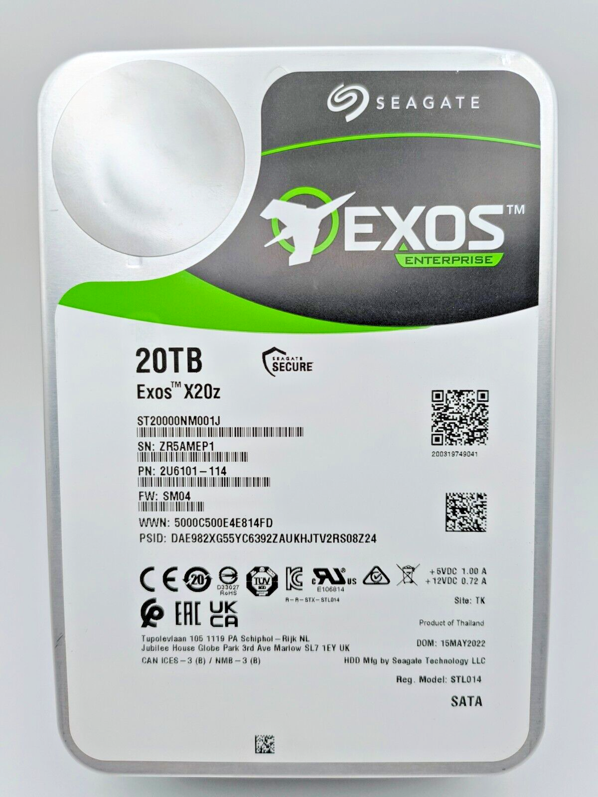 Lot of 20 Seagate Exos X20z 20TB ST20000NM001J 7.2k 3.5" SATA 6Gb/s SMR Ent HDD