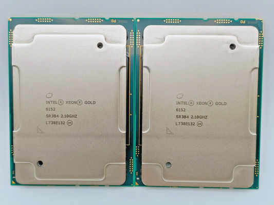 Matched Pair 2x Intel Xeon Gold 6152 SR3B4 - 2.10GHz 22-Core Processor