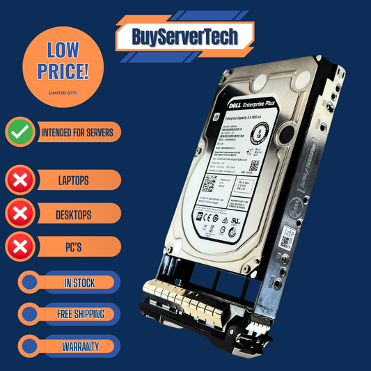 Dell 08D1V4 ST6000NM0034 6TB 7.2K 12Gbps 3.5" SAS HDD | 0 Hours | 8D1V4 - 1YR 