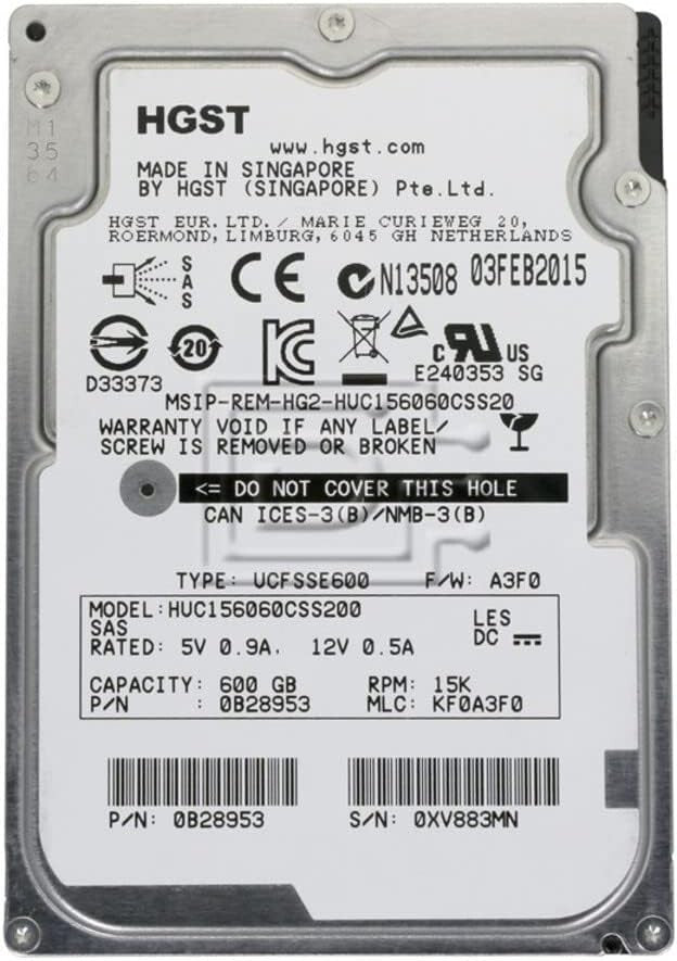 Hitachi 600GB 15K RPM 12Gbps 2.5" SAS HDD Hard Drive HUC156060CSS200