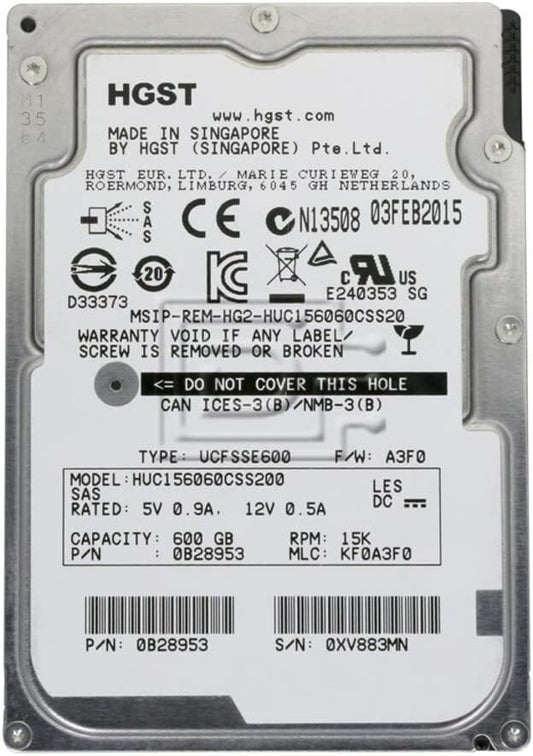 Hitachi 600GB 15K RPM 12Gbps 2.5" SAS HDD Hard Drive HUC156060CSS200