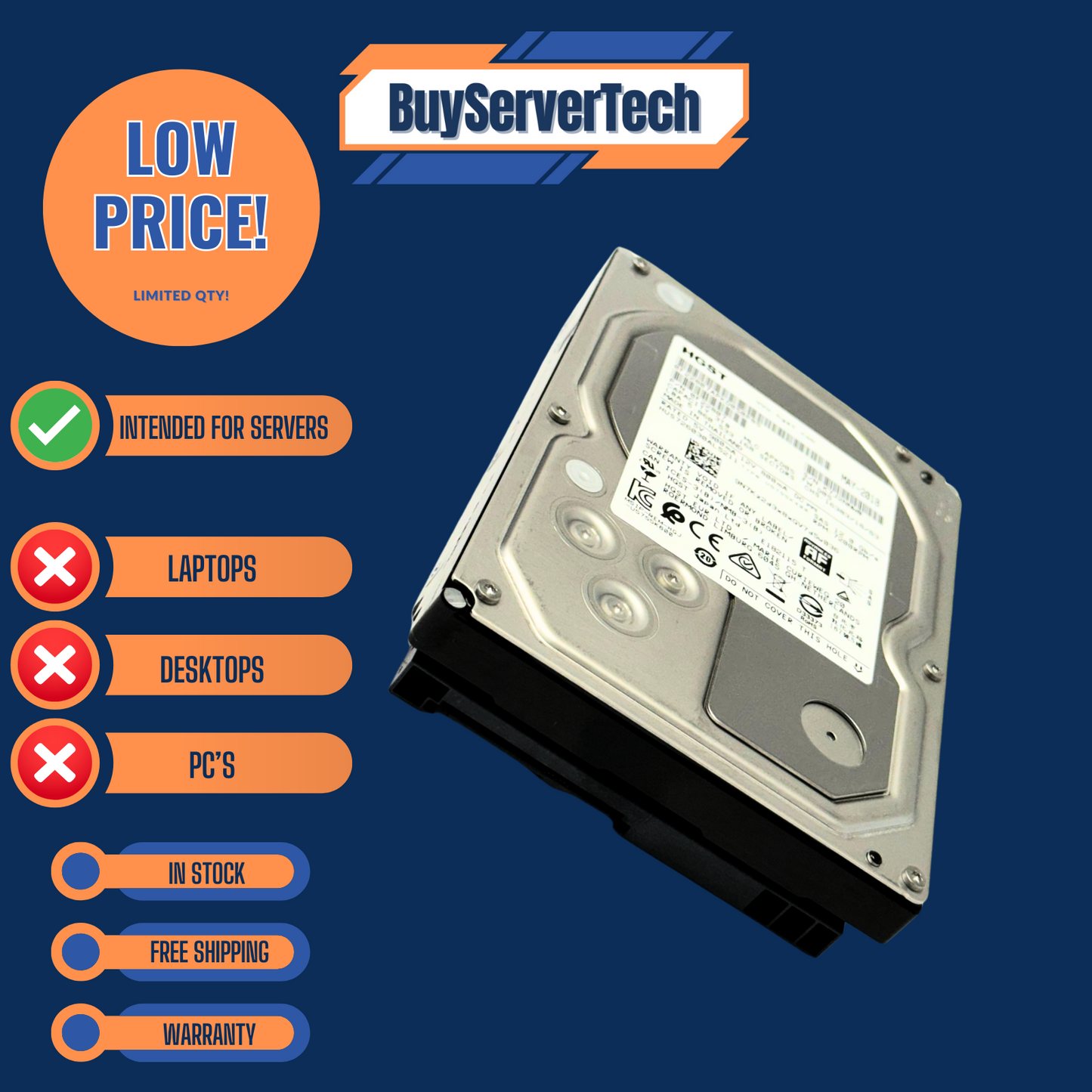 HGST 0F22807 3TB 7200RPM SAS 12Gbps 3.5" HDD | HUS726030AL5211 | 1YR Warranty