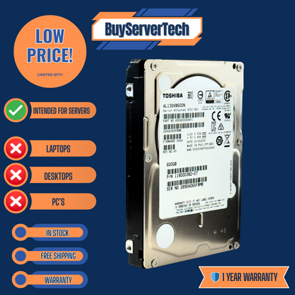 Toshiba AL13SXB600N 600GB 15K SAS 12Gb/s 2.5" HDD | Enterprise - 1 Year warranty